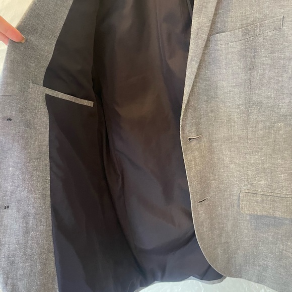 H&M Men's Gray Skinny Fit Linen-Blend Blazer - Size 36R - Picture 12 of 13